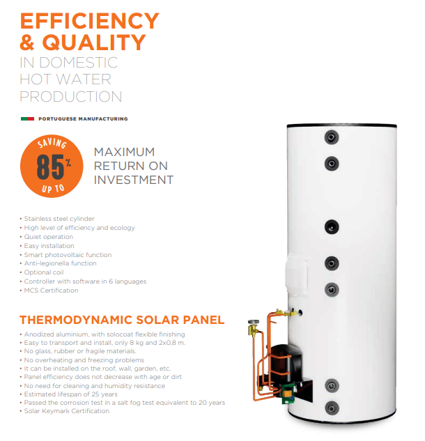 Solar Assisted Heat Pump 200L Designed, Supplied & Installed by MCS accredited Installer.