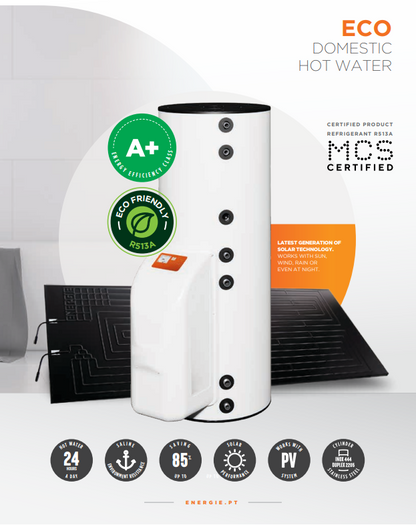 Solar Assisted Heat Pump 200L Designed, Supplied & Installed by MCS accredited Installer.