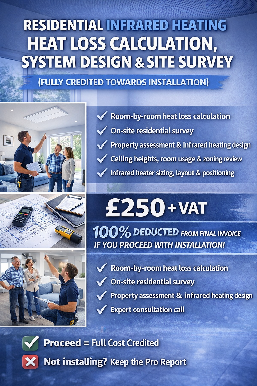 Residential Infrared Heating Site Survey, Heat Loss Calculation & System Design (Fully Creditable)